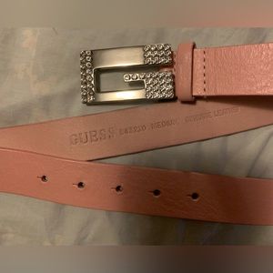 ✨⚡️💥Guess Brand Womens Belt Pink Genuine Leather Stones Bling G Logo Medium